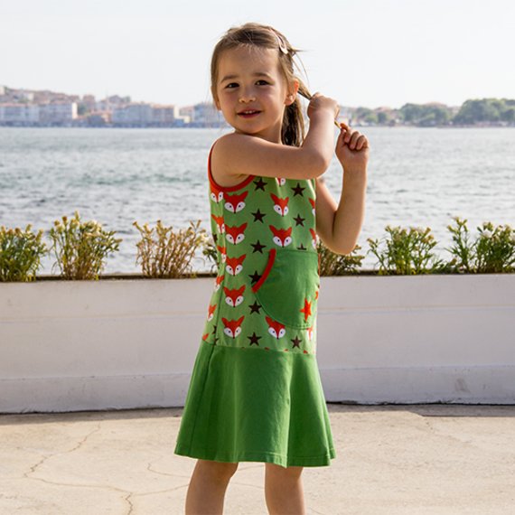 Schnittmuster Trägerkleid für Kinder mit Fuchsmotiv