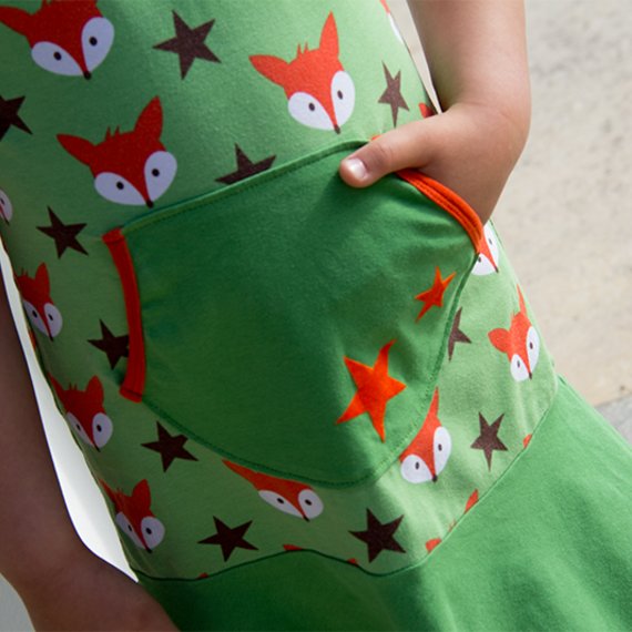 Schnittmuster Jerseykleid für Kinder mit Tasche und Fuchsmotiv