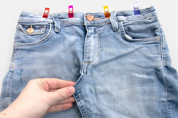 Jeans Upcycling Utensilo - Schritt legen